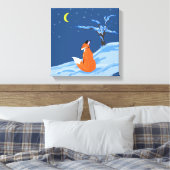 Winter Night Fox Canvas Afdruk (Insitu (Slaapkamer))