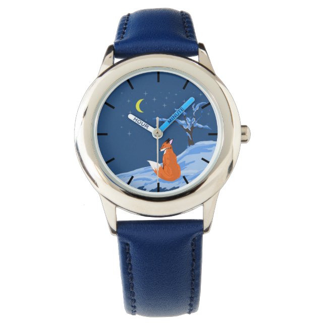 Winter Night Fox Horloge (Voorkant)