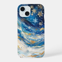 Winter Night Sky en Snowflakes telefoonhoesje