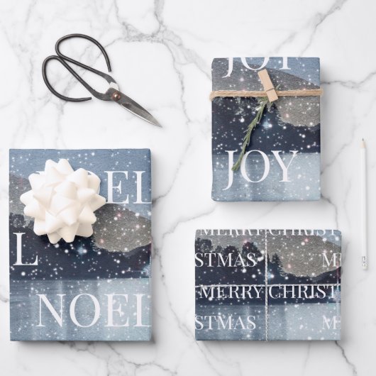 Winter Night Snow Kerstmis Inpakpapier Vel (Voorkant)