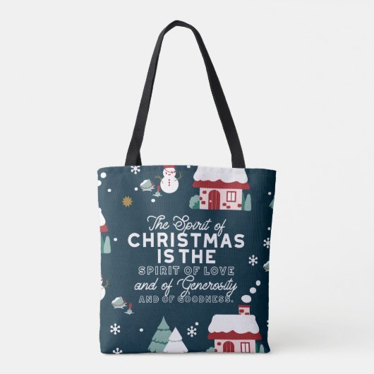 Winter Night Village Scène met Kerstmis Spirit Draagtas (Achterkant)