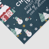 Winter Night Village Scène met Kerstmis Spirit Tissuepapier (Detail)