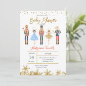 Winter Nutcracker baby shower Invitation Gold Kaart (Staand voorkant)