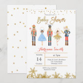 Winter Nutcracker baby shower Invitation Gold Kaart (Voorkant / Achterkant)