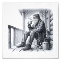Winter Ochtend Koffie Rustiek Zwart & Wit