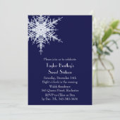 Winter Offset Snowflake 16th Birthday Invite blue Kaart (Staand voorkant)