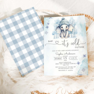 Winter Olifant Boy Baby Het is koud buiten Kaart