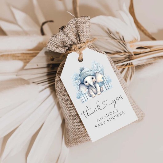 Winter Olifant Boy Baby shower Cadeaulabel