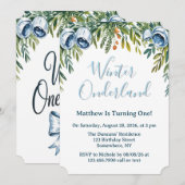 Winter Onderland Boys 1st. Birthday Party Kaart (Voorkant / Achterkant)