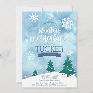 Winter One-derland 1st Birthday Party Invitation Kaart