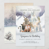 Winter ONE-derland First Birthday Invitation (Voorkant / Achterkant)