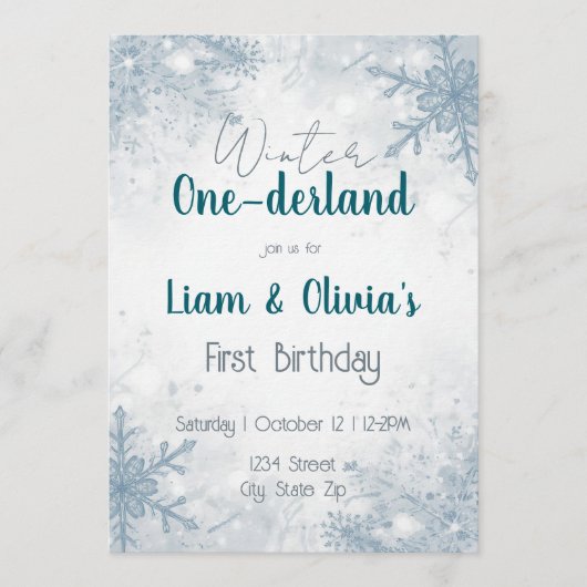 Winter ONE-derland First Birthday Invitation (Devant)