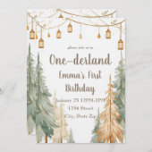 Winter ONE-derland First Birthday Invitation (Devant / Derrière)
