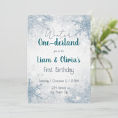 Winter ONE-derland First Birthday Invitation Kaart (Staand voorkant)