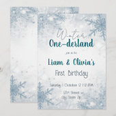 Winter ONE-derland First Birthday Invitation Kaart (Voorkant / Achterkant)