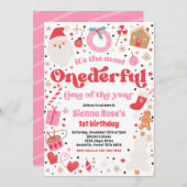 Winter ONEderful Pink kerstfeest Party Kaart (Voorkant / Achterkant)