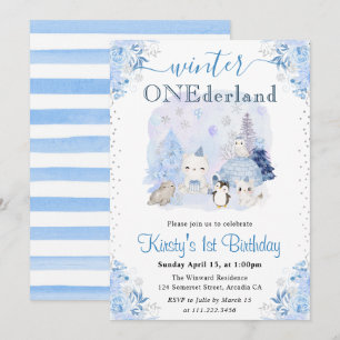 Winter ONEderland 1e Verjaardag Arctische Dieren Kaart