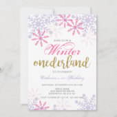 Winter Onederland 1e verjaardag Baby Girl Pink Kaart (Voorkant)