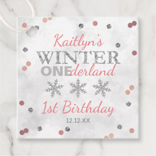Winter ONEderland 1e verjaardag Bedankjes Labels