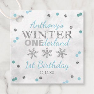 Winter ONEderland 1e verjaardag Bedankjes Labels