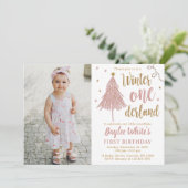 Winter ONEderland 1e verjaardag Boho Kerstboom Kaart (Staand voorkant)