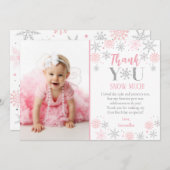 Winter Onederland 1e Verjaardag Dank u Kaarten (Voorkant / Achterkant)