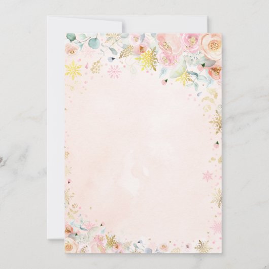 Winter ONEderland 1e Verjaardag Gouden Roze Perzik Kaart (Achterkant)