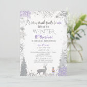 Winter Onederland 1e verjaardag Lavender Snowflake Kaart (Staand voorkant)