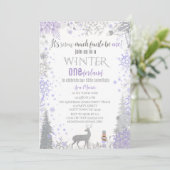 Winter Onederland 1e verjaardag Lavender Snowflake Kaart (Staand voorkant)