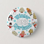 Winter onederland 1e verjaardag ronde button 5,7 cm (Voorkant)