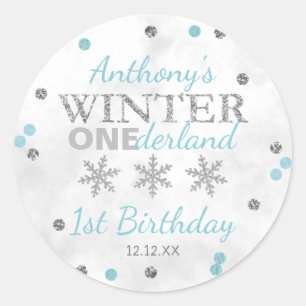 Winter ONEderland 1e verjaardag Ronde Sticker