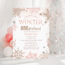 Winter Onederland 1e verjaardag Roze Snowflake