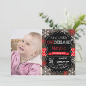 Winter Onederland 1e verjaardag uitnodiging (Staand voorkant)