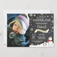 Winter Onederland 1e verjaardag uitnodiging