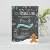 Winter Onederland 1e verjaardag uitnodiging (Staand voorkant)