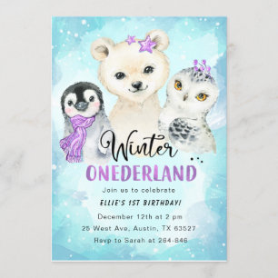 Winter Onederland 1e verjaardag uitnodiging
