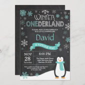 Winter Onederland 1e verjaardag uitnodiging (Voorkant / Achterkant)