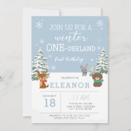 Winter Onederland 1e verjaardag Uitnodiging Dieren