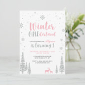 Winter Onederland 1e verjaardag uitnodiging - meis (Staand voorkant)