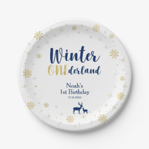 Winter Onederland 1e verjaardagsfeestje papieren b Bordje