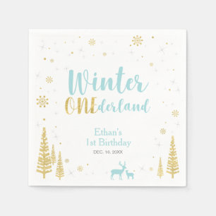 Winter Onederland 1e verjaardagsfeestje papieren s Servetten