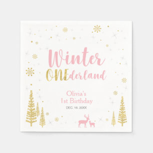 Winter Onederland 1e verjaardagsfeestje papieren s Servetten