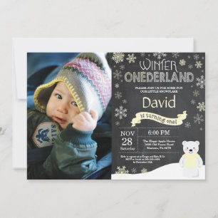 Winter Onederland 1e verjaardagsuitnodiging Kaart