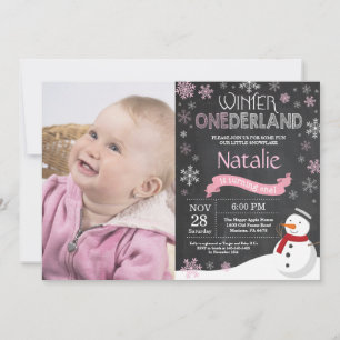 Winter Onederland 1e verjaardagsuitnodiging Kaart