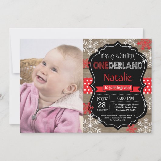Winter Onederland 1er Anniversaire Invitation (Devant)