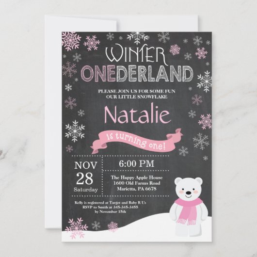 Winter Onederland 1er Anniversaire Invitation (Devant)