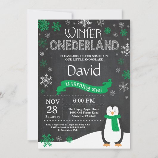 Winter Onederland 1er Anniversaire Invitation (Devant)