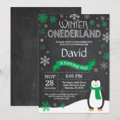 Winter Onederland 1er Anniversaire Invitation (Devant / Derrière)