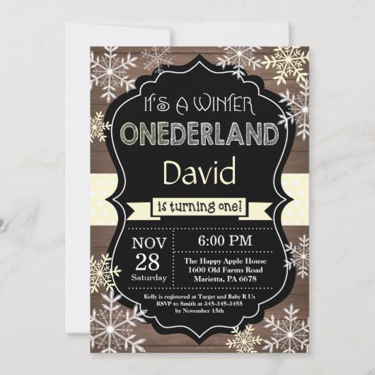 Winter Onederland 1er Anniversaire Invitation (Devant)