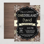 Winter Onederland 1er Anniversaire Invitation (Devant / Derrière)